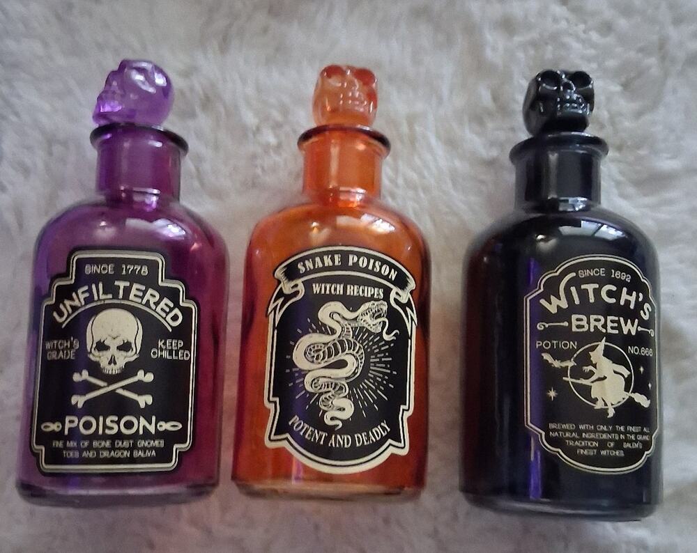 Halloween Witch Potion Bottles - Unfiltered, Snake Poison, Witch's Brew
